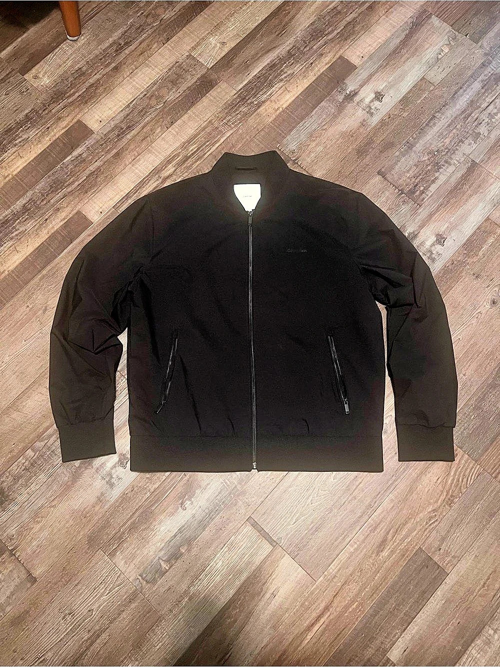 Calvin Klein Men's Matte Black Bomber Jacket - Size Large